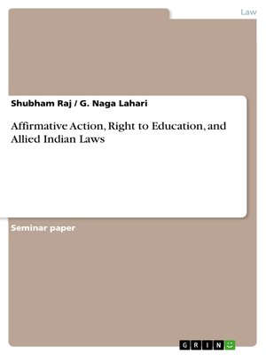 cover image of Affirmative Action, Right to Education, and Allied Indian Laws